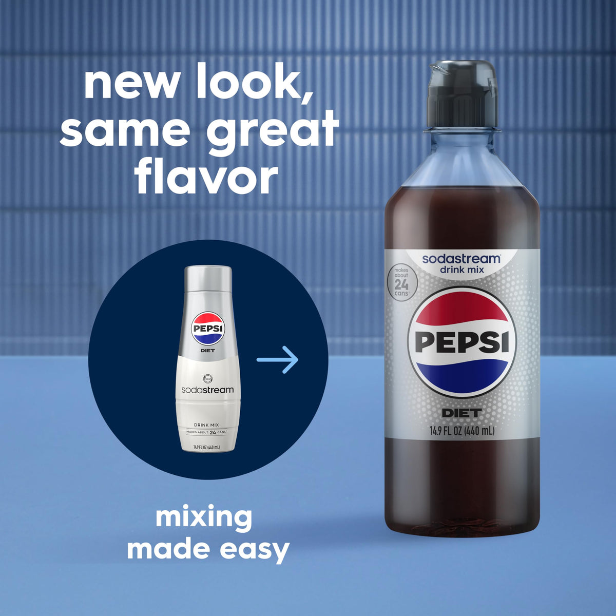 SodaStream Diet Pepsi New Pour Bottle Beverage Mix (440ml, Pack of 4) – Calorie-Free Diet Cola Flavor