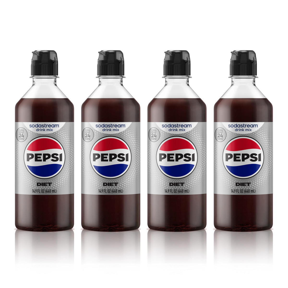 SodaStream Diet Pepsi New Pour Bottle Beverage Mix (440ml, Pack of 4) – Calorie-Free Diet Cola Flavor