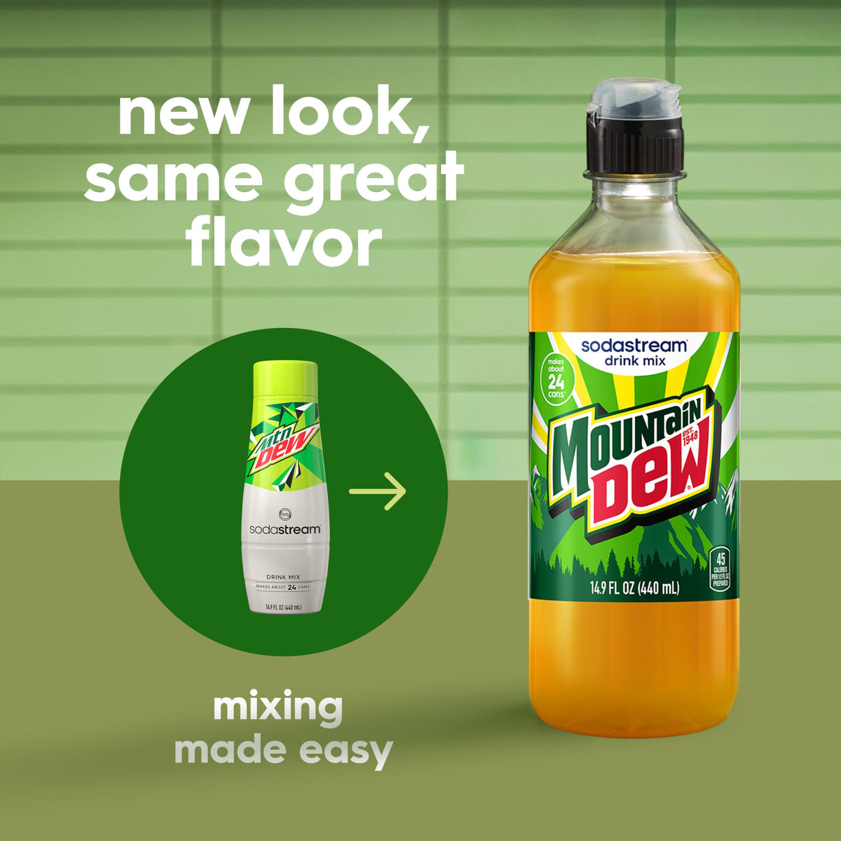 SodaStream Mountain Dew New Pour Bottle Drink Mix – Pack of 4 (14.9 fl oz each)