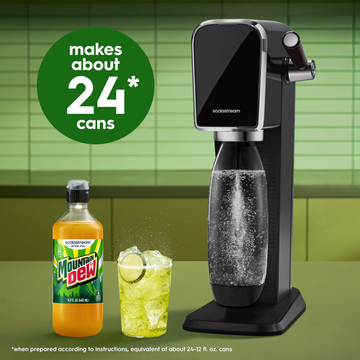 SodaStream Mountain Dew New Pour Bottle Drink Mix – Pack of 4 (14.9 fl oz each)