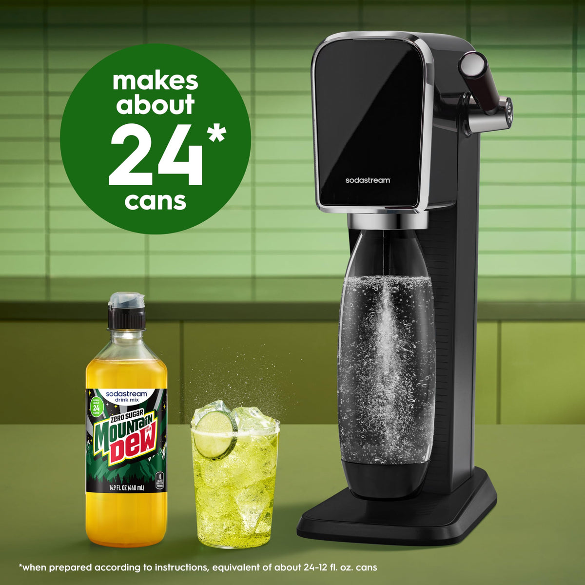 SodaStream Mountain Dew Zero New Pour Bottles – Soda Drink Mix, 14.9 fl oz, Pack of 4