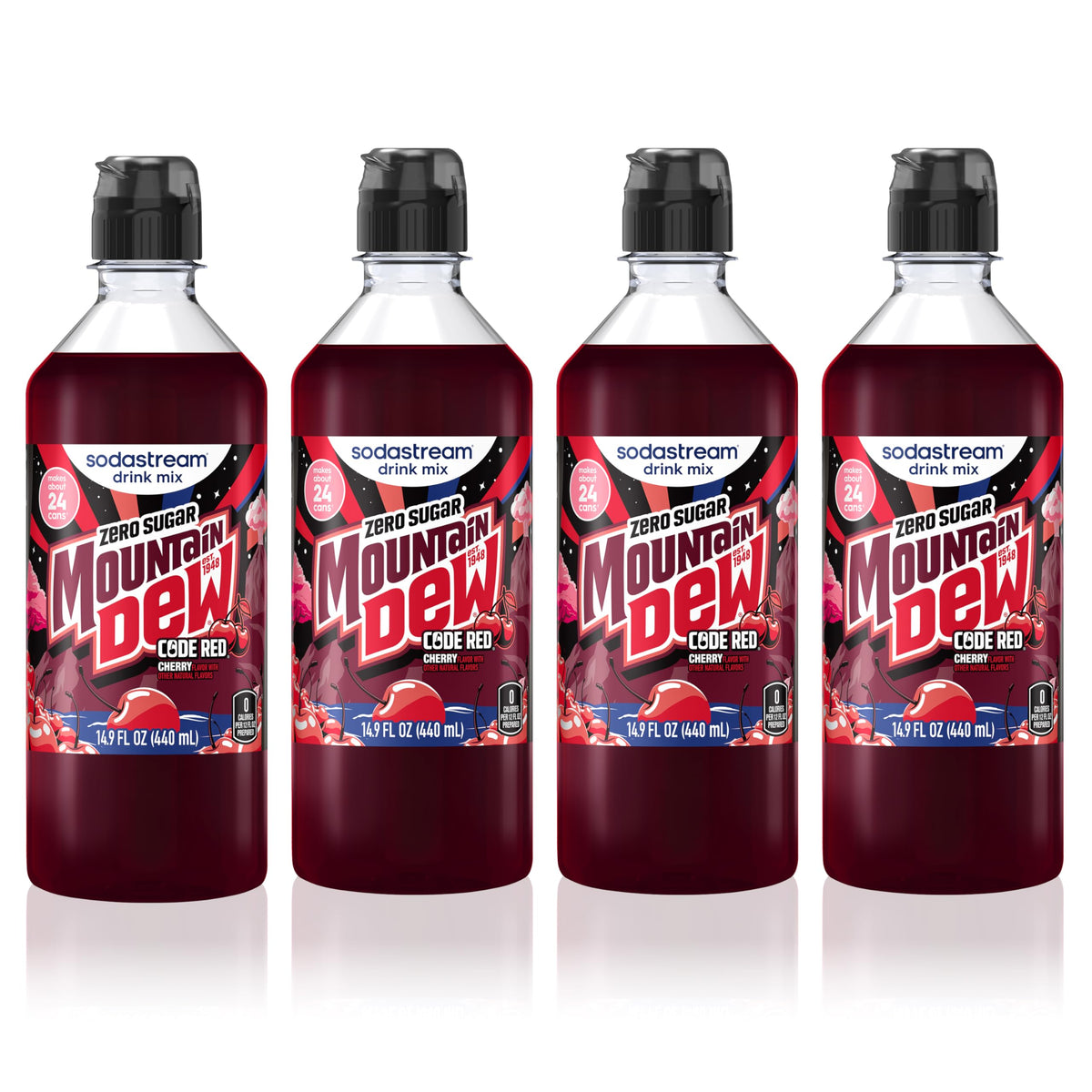 SodaStream MTN Dew Code Red Zero New Pour Bottle Drink Mix – Pack of 4