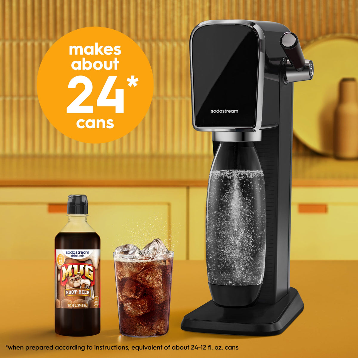 SodaStream Mug Root Beer New Pour Bottle Drink Mix (440ml, Pack of 4) – Zero-Calorie Flavor