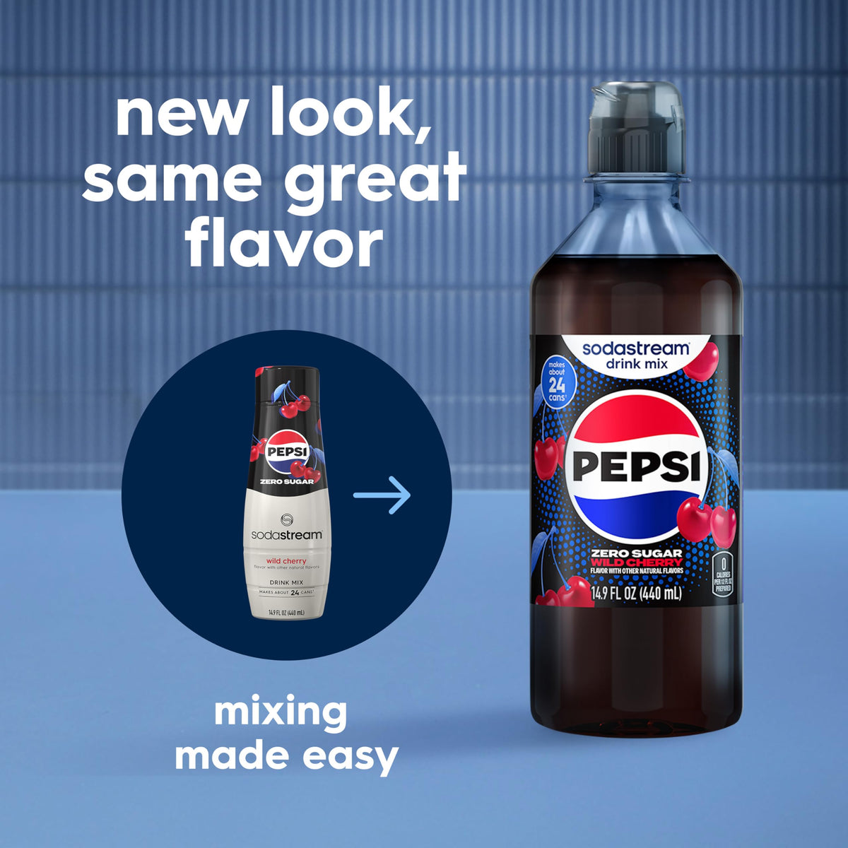 Sodastream Pepsi Wild Cherry Zero Sugar Drink Mix 440ml (4-Pack) – New Easy-Pour Bottle