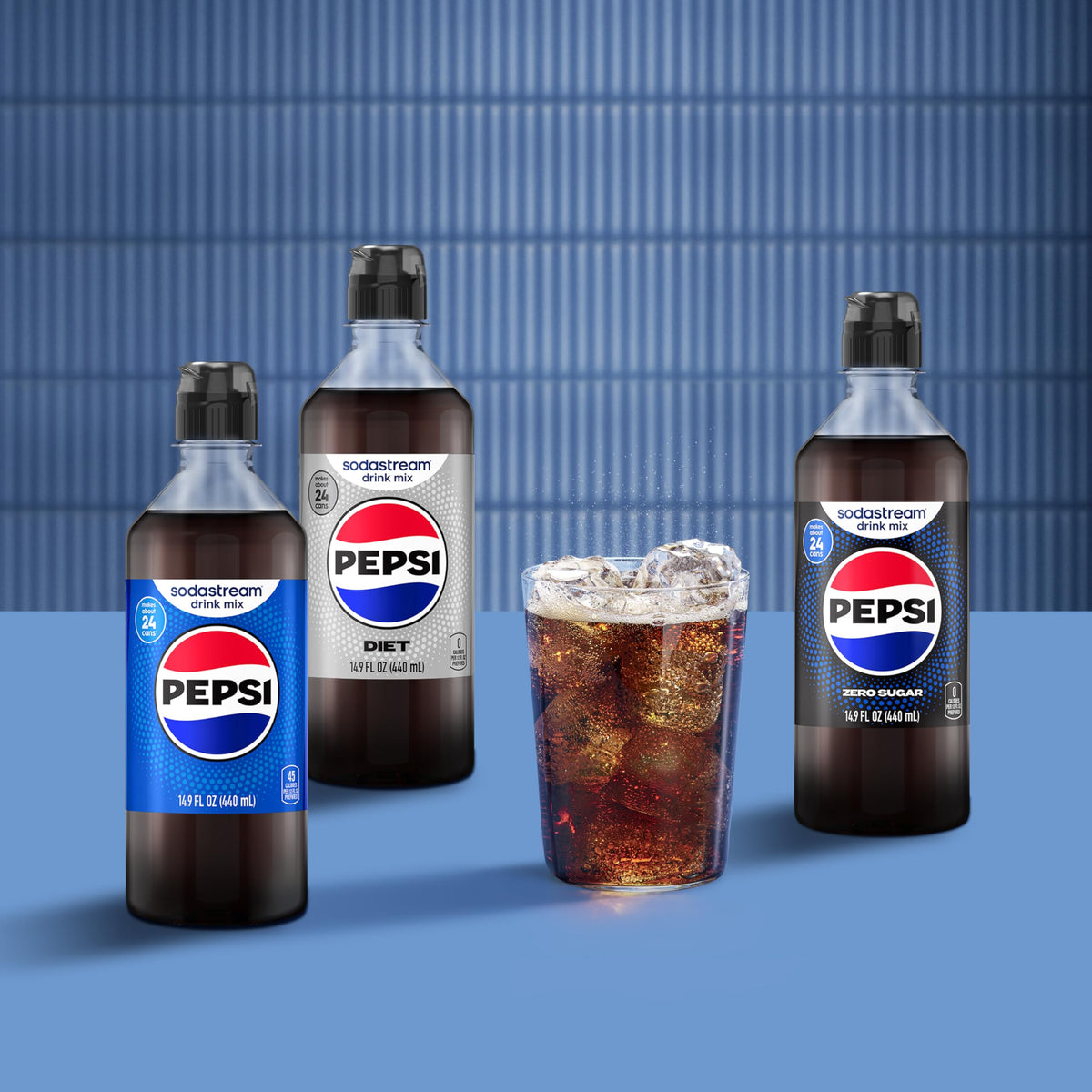 SodaStream Pepsi Zero Sugar New Pour Bottle Beverage Mix – Pack of 4, 14.9 fl oz each