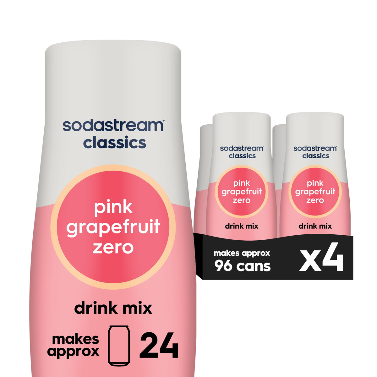 SodaStream Pink Grapefruit Zero Calorie Drink Mix – Pack of 4 (4 x 440ml)