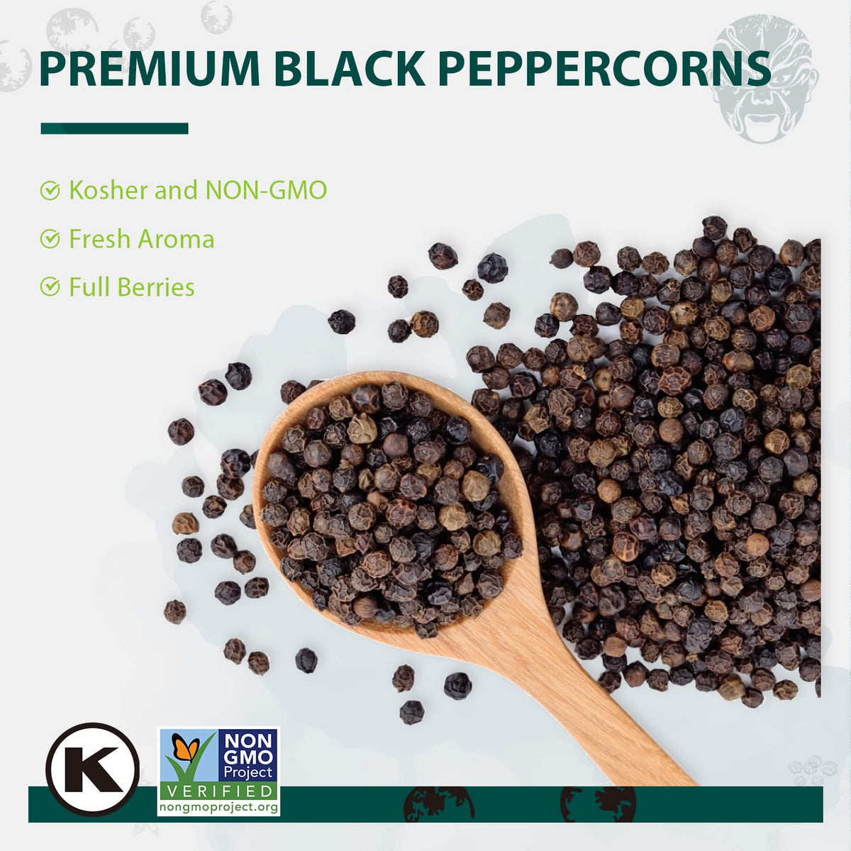 Soeos Black Peppercorns, 18oz x2 – Whole, Non-GMO, Kosher, Fresh-Pack Peppercorns