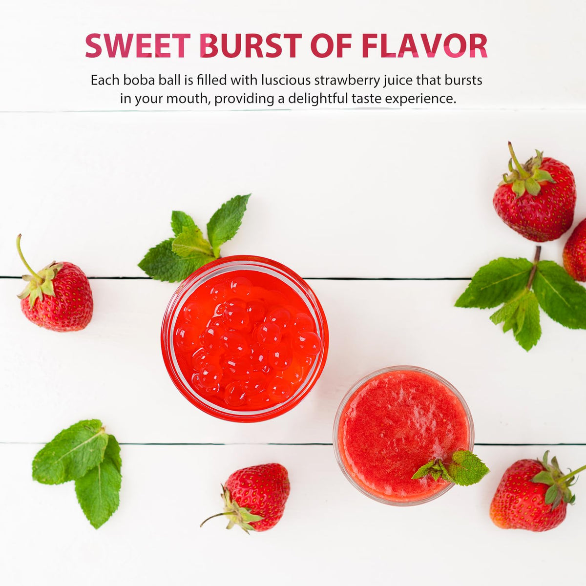 Soeos Strawberry Popping Boba Pearls 6.6 lb – Bursting Boba for Bubble Tea, Desserts & More