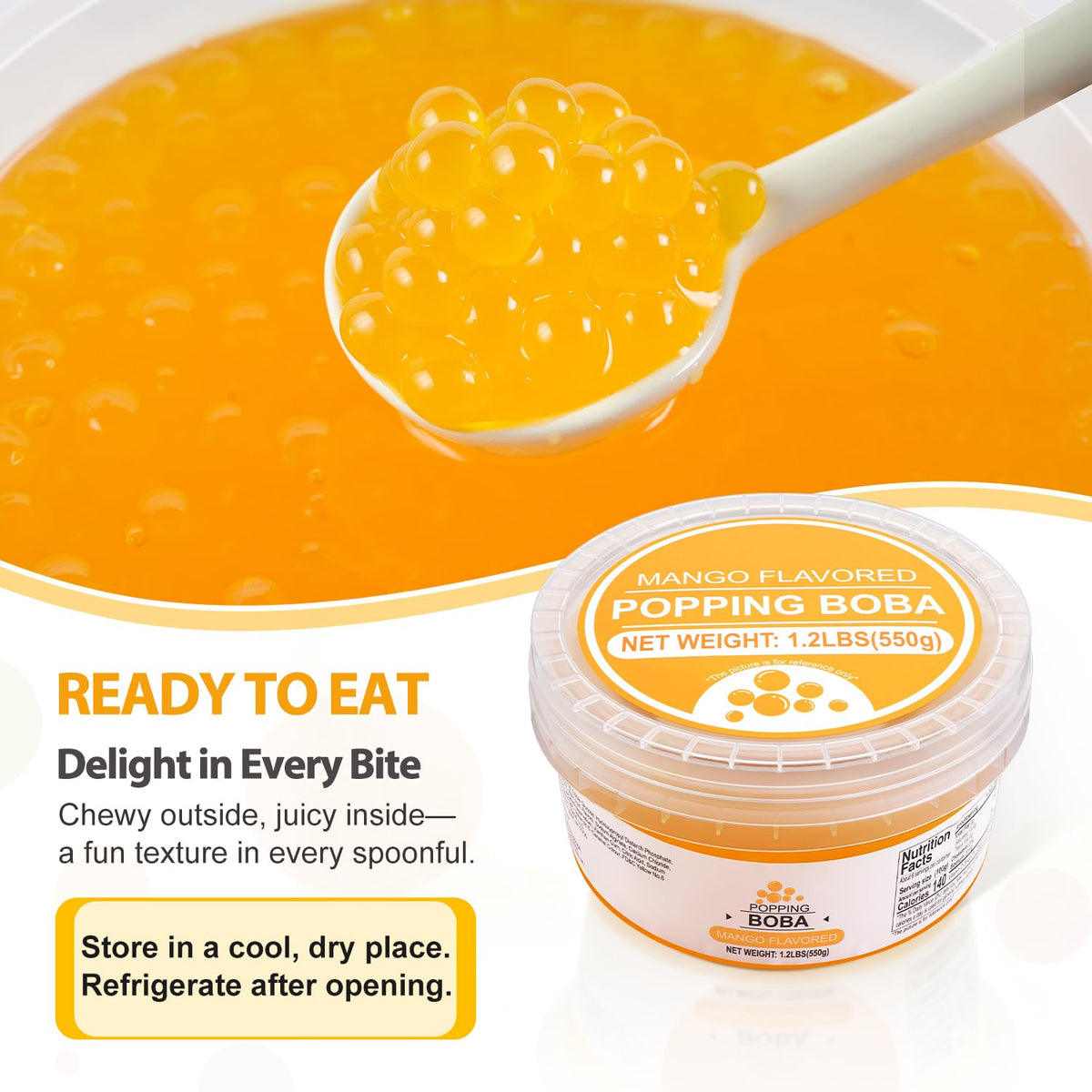 Soeos Strawberry Mango Passion Fruit Popping Boba – 3-Pack, 1.2lbs (550g), Ready-to-Use Pearls for Bubble Tea & Desserts