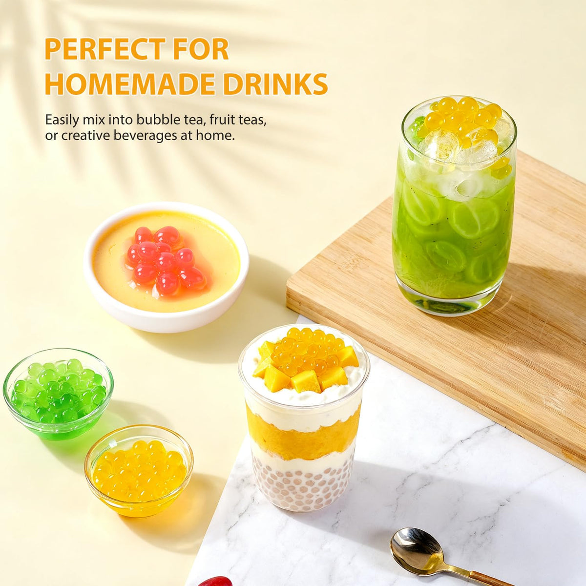 Soeos Strawberry Mango Passion Fruit Popping Boba – 3-Pack, 1.2lbs (550g), Ready-to-Use Pearls for Bubble Tea & Desserts