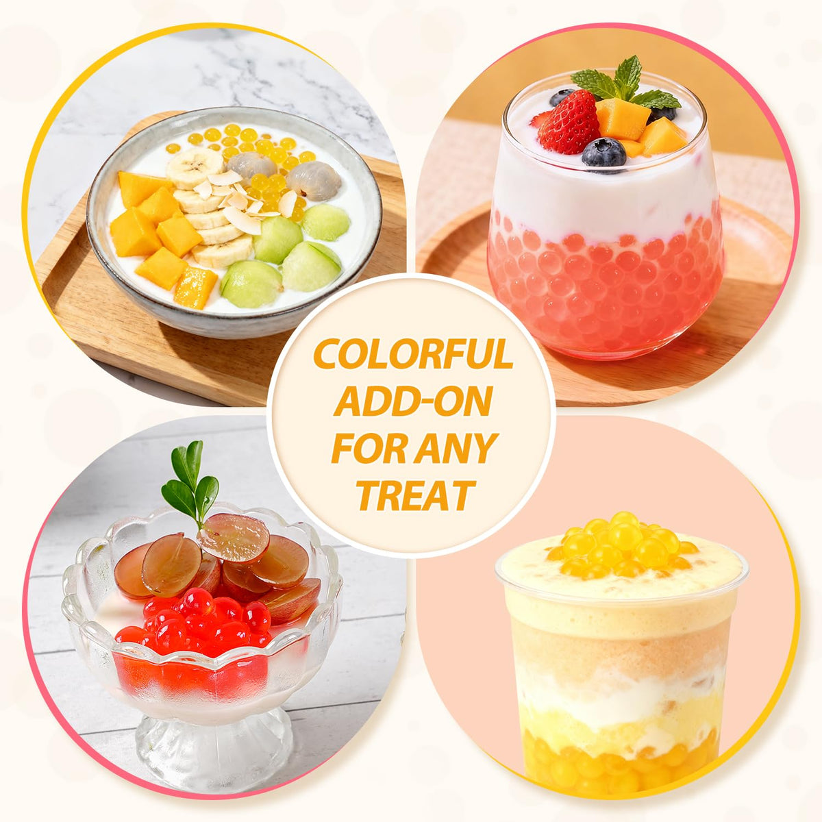 Soeos Strawberry Mango Passion Fruit Popping Boba – 3-Pack, 1.2lbs (550g), Ready-to-Use Pearls for Bubble Tea & Desserts