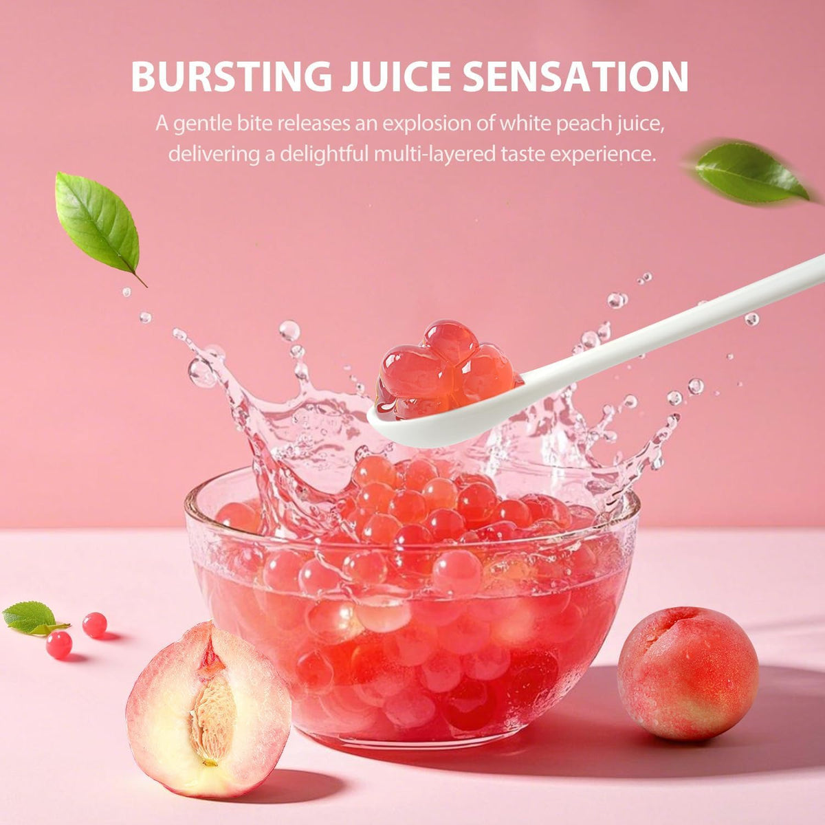 Soeos Peach Popping Boba – 6.6 lb Bursting Peach Pearls for Bubble Tea, Desserts & Yogurt
