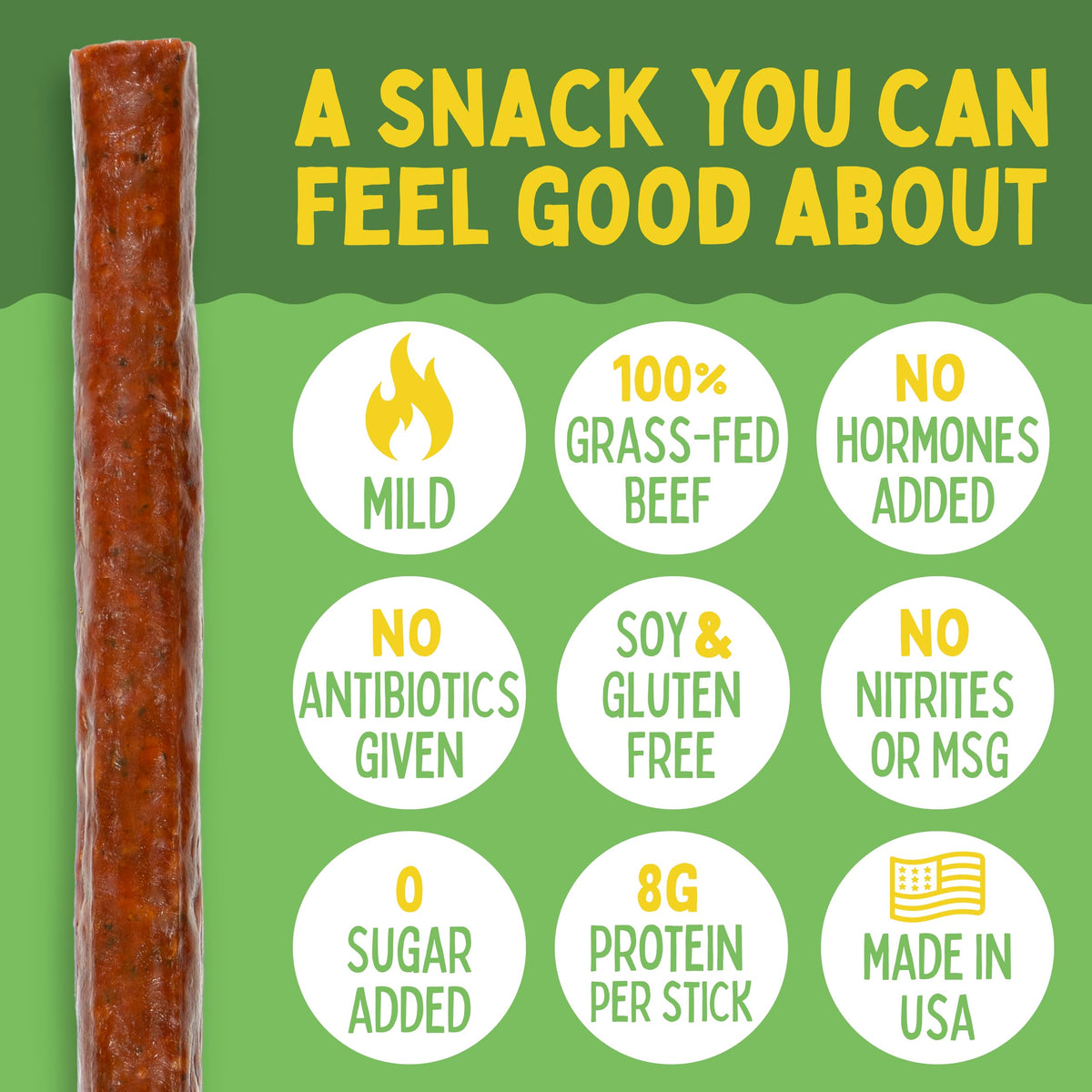 Original Beef Sticks by Sogo Snacks — No Sugar, 100% Grass-Fed, Non-GMO, Keto & Paleo (1oz, 12 Count)