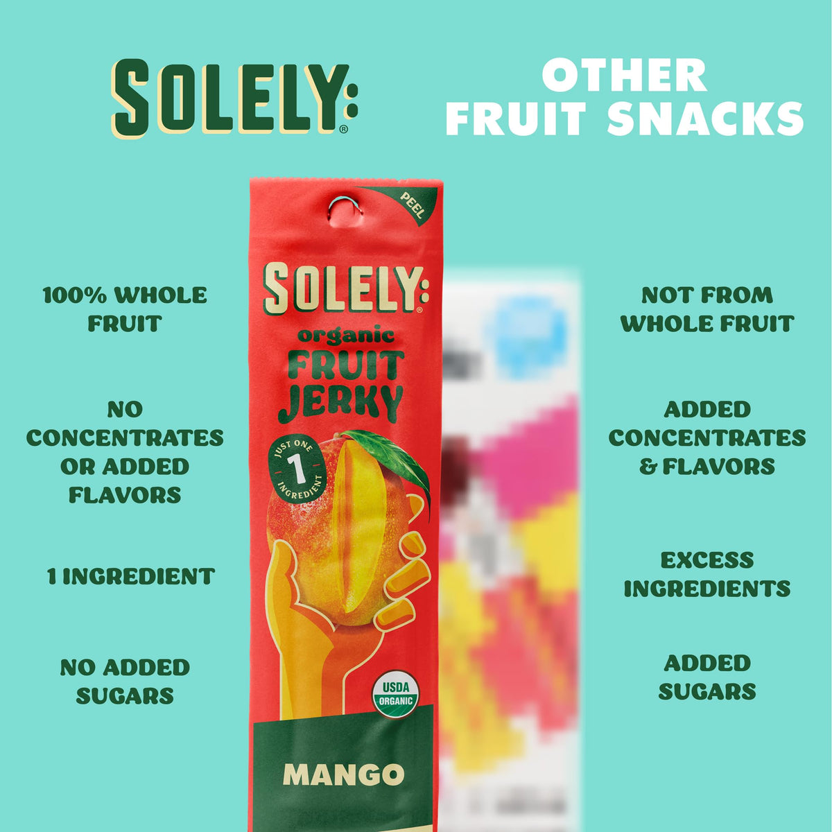 SOLELY Organic Mango & Pineapple Fruit Jerky – 16 Strips, Non-GMO, Vegan Snack