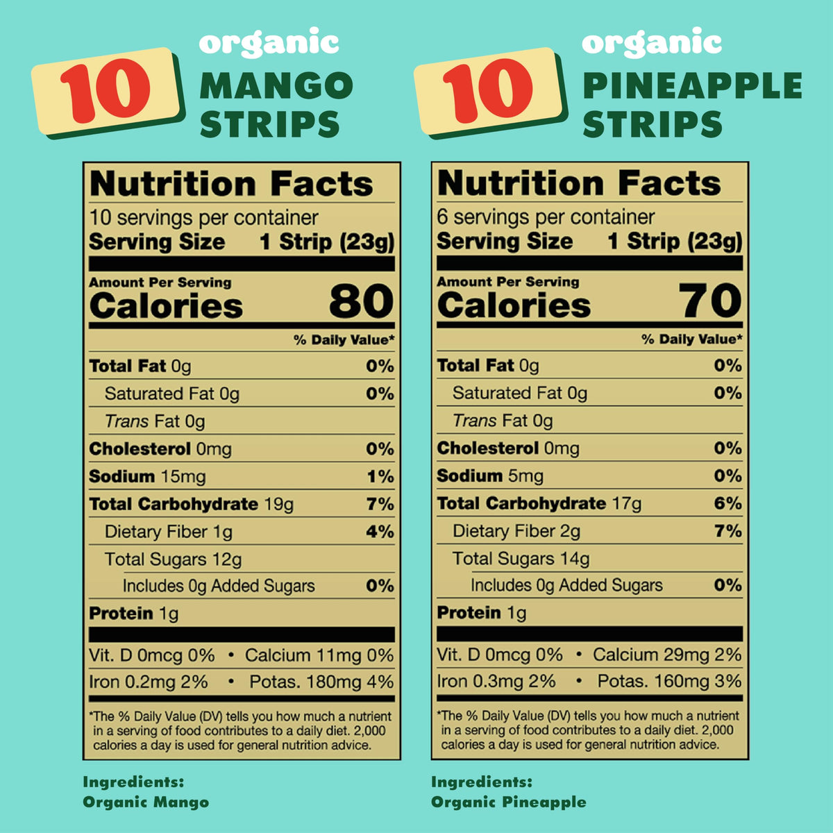 SOLELY Organic Mango & Pineapple Fruit Jerky – 16 Strips, Non-GMO, Vegan Snack