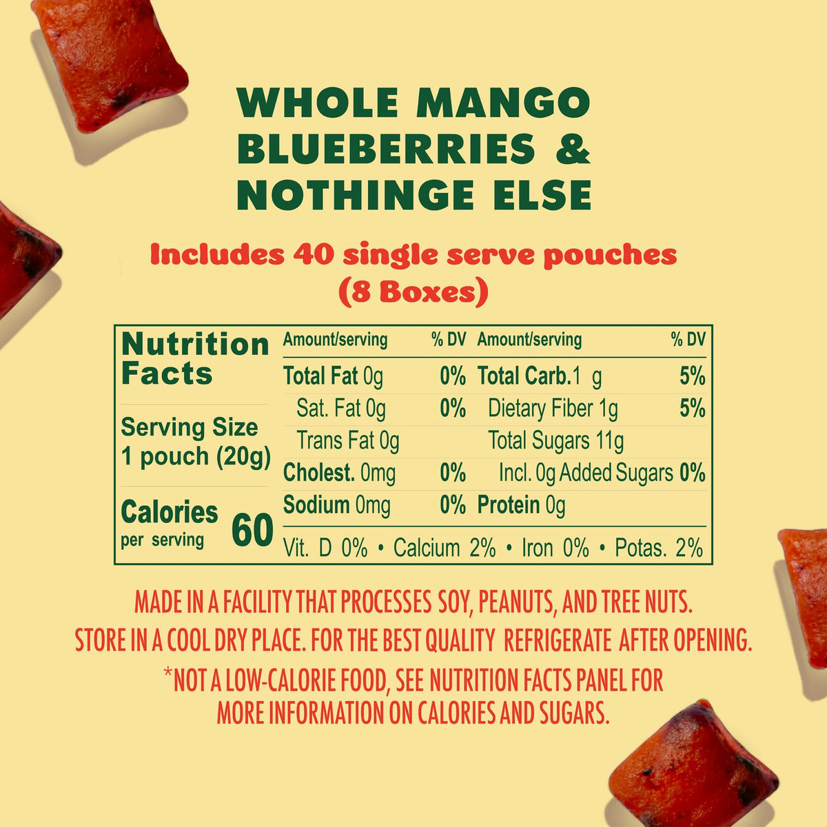 SOLELY Organic Mango & Blueberry Whole Fruit Gummies – 40 Bags (8 Boxes), Vegan & Non-GMO