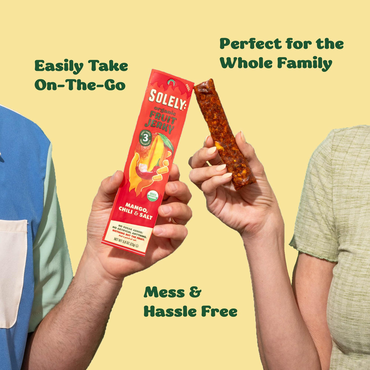 SOLELY Organic Mango & Pineapple Fruit Jerky – 16 Strips, Non-GMO, Vegan Snack