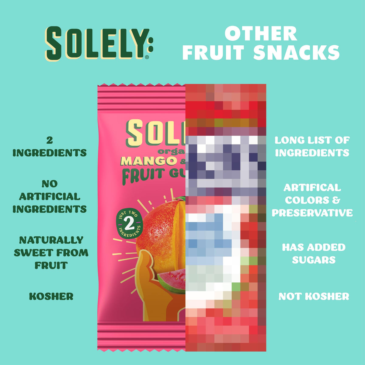 SOLELY Organic Mango & Guava Whole Fruit Gummies — 6 Boxes (5 Bags Each) | Real Fruit, Vegan, Non-GMO, Shelf-Stable