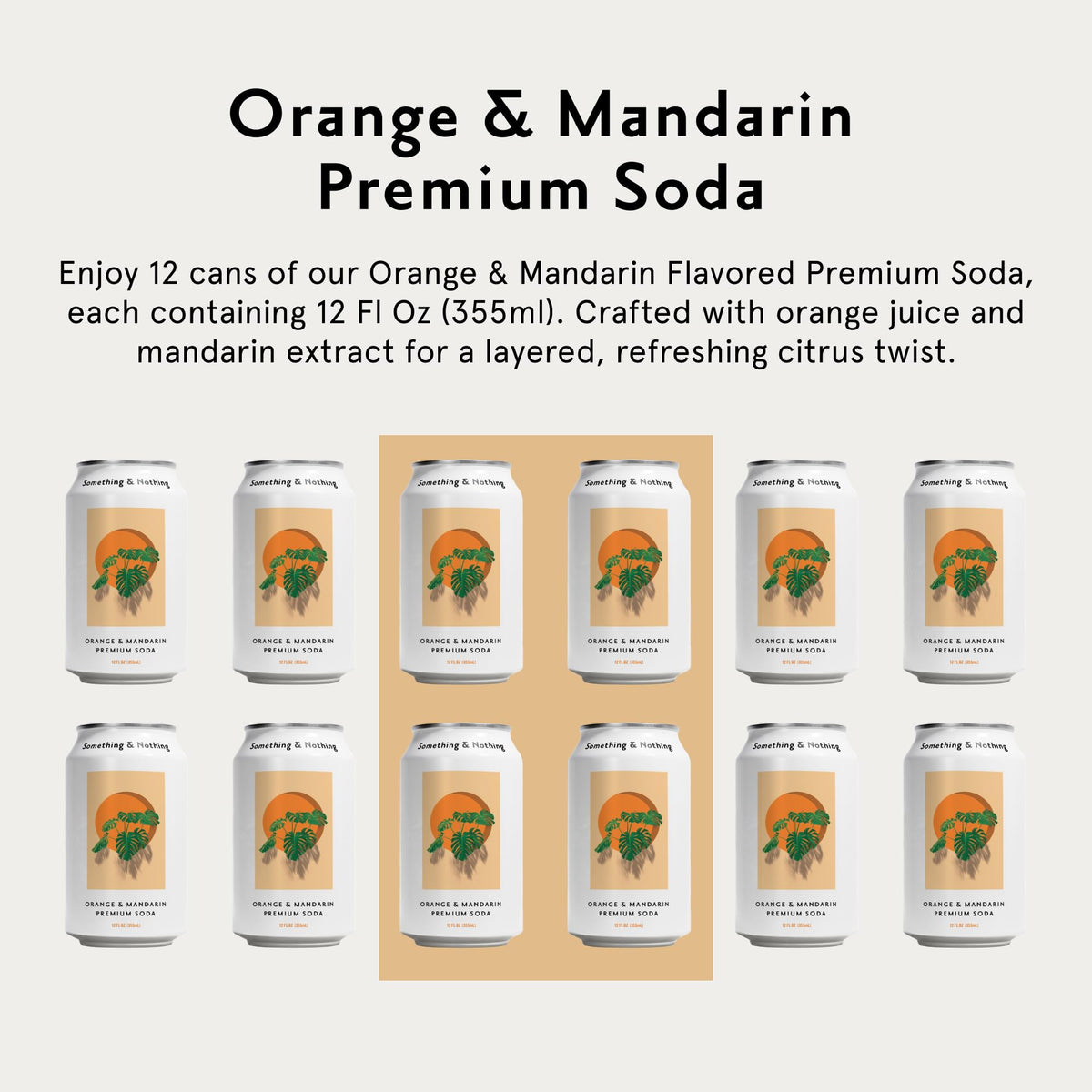 Something & Nothing Orange & Mandarin Sparkling Water — Lightly Carbonated, Low-Cal Vegan Soda (12x12oz Cans)