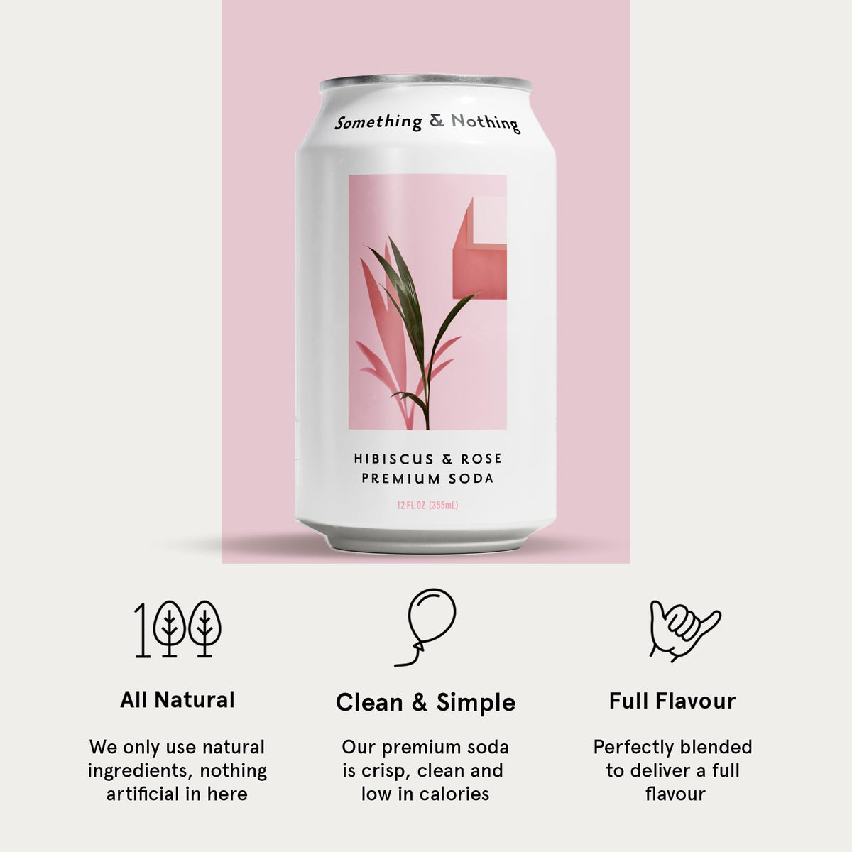 Something & Nothing Hibiscus & Rose Sparkling Water — Lightly Carbonated, Full Flavor with Grape & Lemon Juice | Vegan & Low Calorie | 12 x 12oz Cans