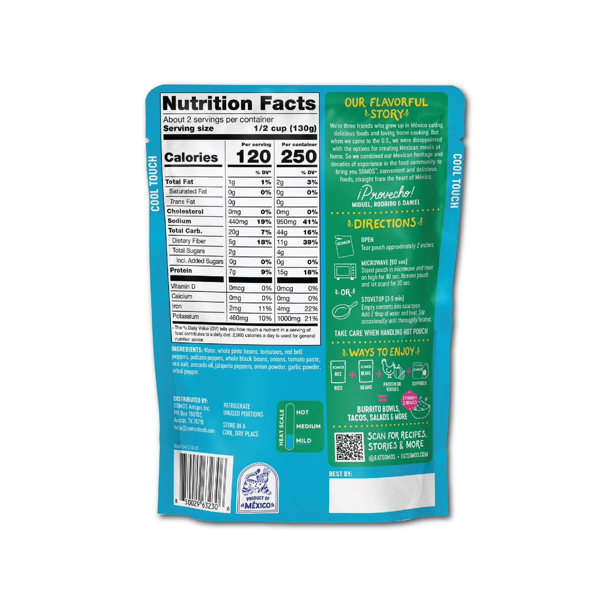 SOMOS Pinto & Black Beans – Gluten Free, Non-GMO, Vegan Ready-to-Eat 10oz Pouch (Pack of 6)