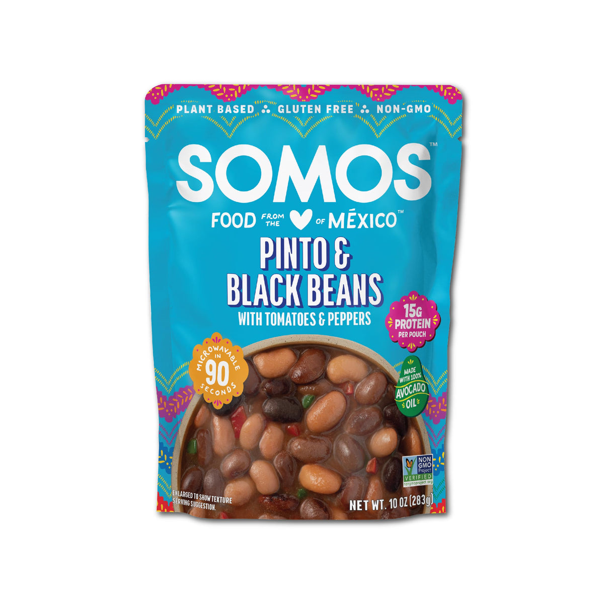 SOMOS Pinto & Black Beans – Gluten Free, Non-GMO, Vegan Ready-to-Eat 10oz Pouch (Pack of 6)