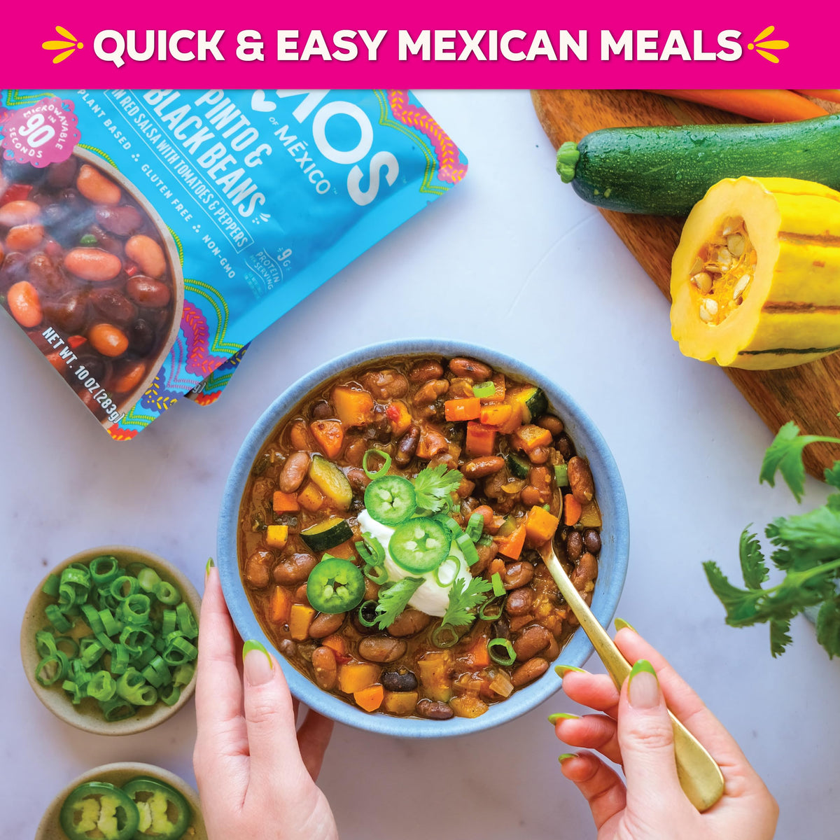 SOMOS Pinto & Black Beans – Gluten Free, Non-GMO, Vegan Ready-to-Eat 10oz Pouch (Pack of 6)