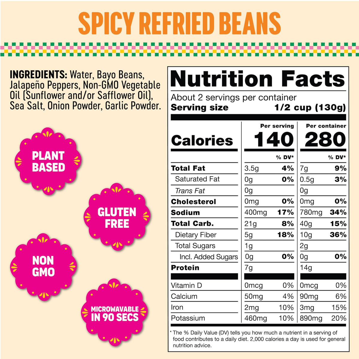 SOMOS Spicy Refried Beans – Gluten Free, Non-GMO, Vegan & Microwaveable (10 oz, Pack of 6)