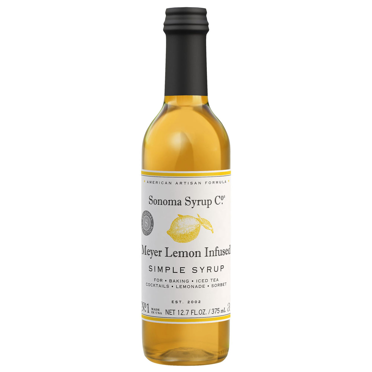 Sonoma Syrup Co. Meyer Lemon Infused Simple Syrup 12.7 fl oz | For Coffee, Cocktails & Cooking | Hand Crafted in the USA