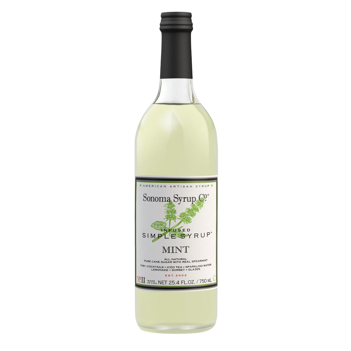 Sonoma Syrup Co. Mint Infused Simple Syrup 25.4 fl oz | Coffee, Cocktails & Cooking | Hand Crafted in the USA
