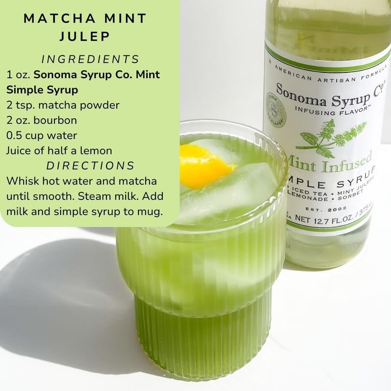 Sonoma Syrup Co. Mint Infused Simple Syrup 25.4 fl oz | Coffee, Cocktails & Cooking | Hand Crafted in the USA