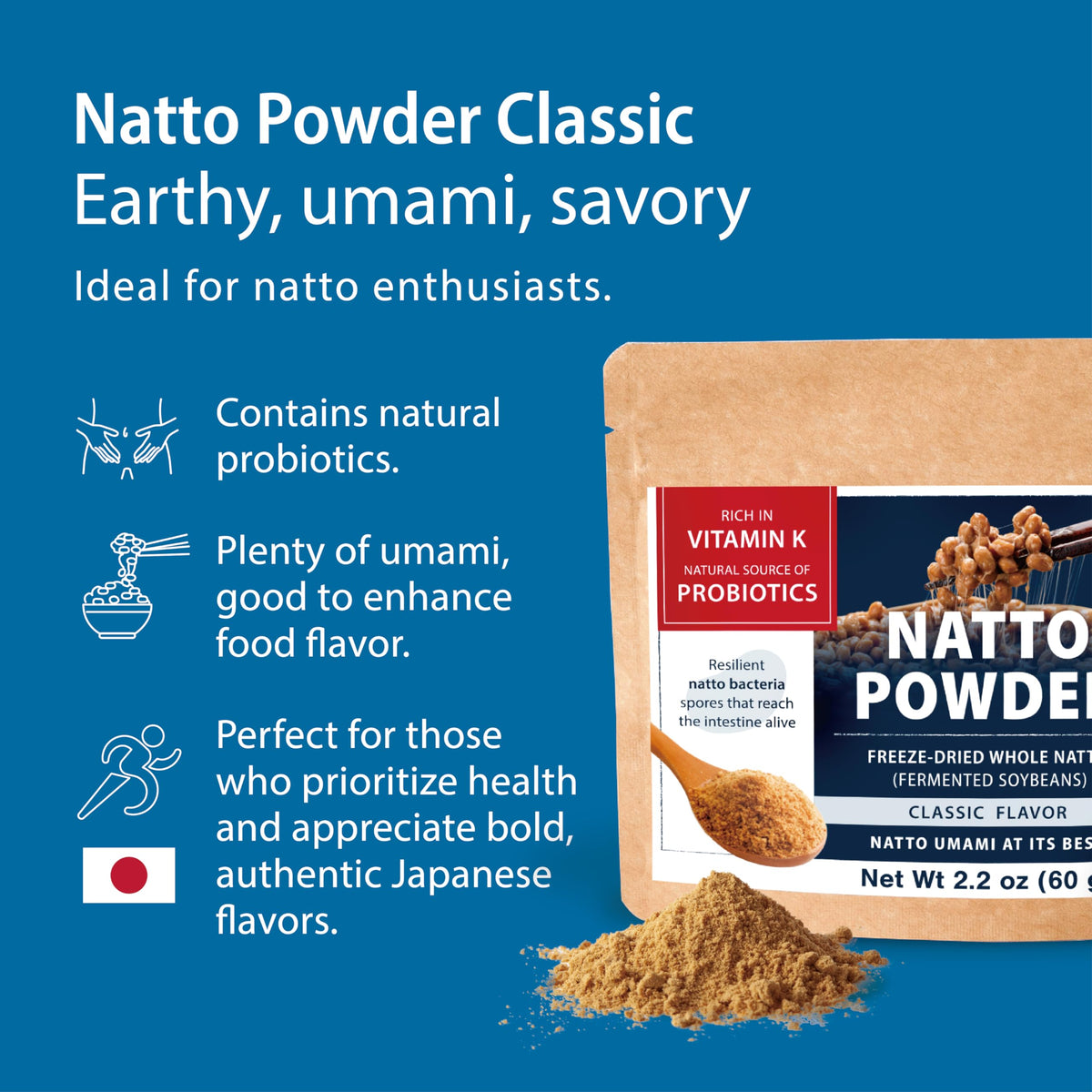 sonomono Natto Classic Powder – Japanese Fermented Soybeans, Vegan, 60 g