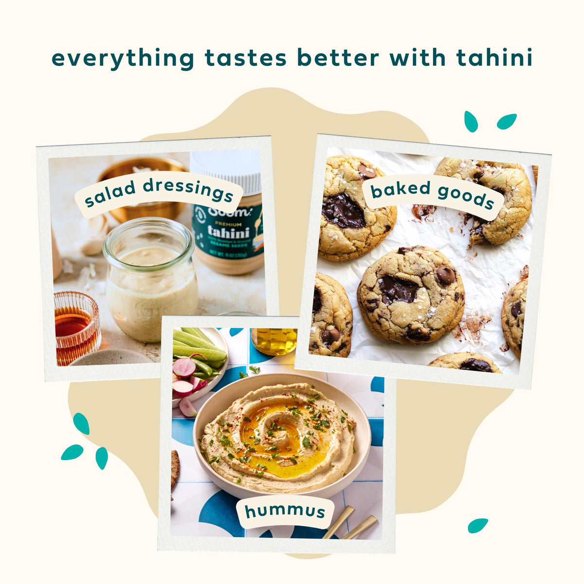 Soom Organic Tahini 16oz (2-Pack) – Creamy Sesame Paste for Hummus, Sauces & Desserts