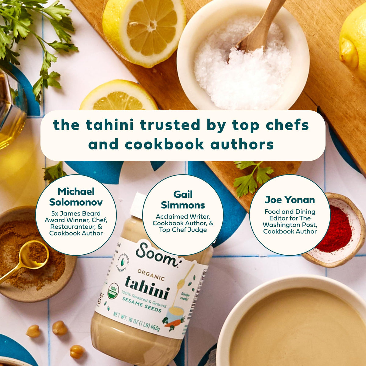 Soom Organic Tahini 16oz (2-Pack) – Creamy Sesame Paste for Hummus, Sauces & Desserts