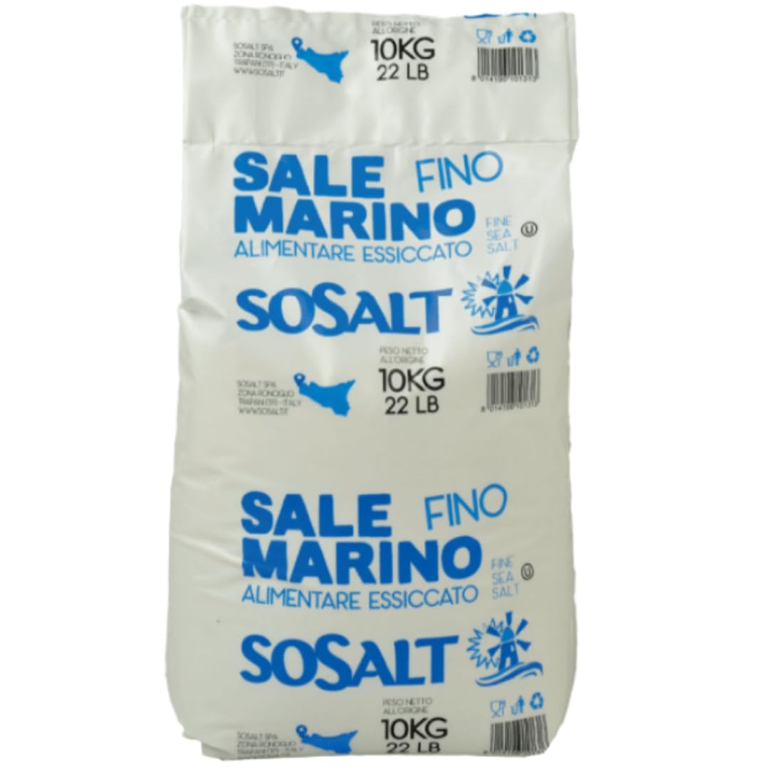 SOSALT DAL MARE DI TRAPANI Fine Sea Salt – 10kg Bulk, Kosher, Sicily Mediterranean Sea Salt