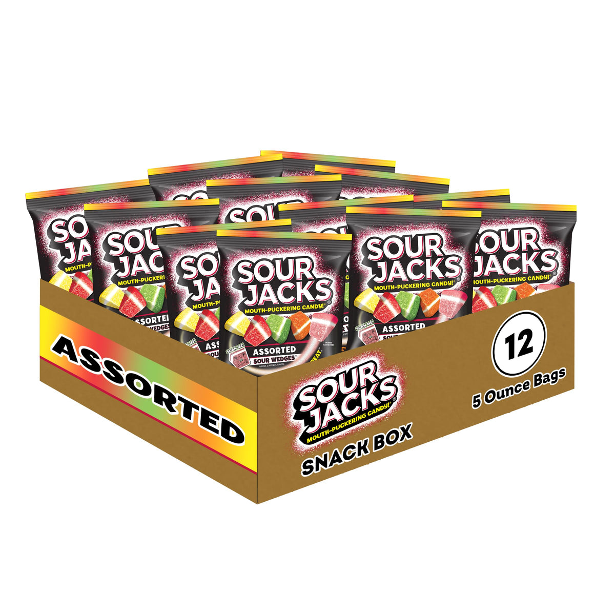 Sour Jacks Sour Gummy Candy – 12 Pack 5oz Bags, Gluten Free, Fat Free