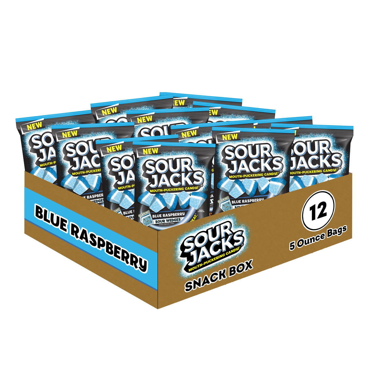 Sour Jacks Sour Gummy Wedges – Blue Raspberry Candy 5oz Bag (12 Pack)