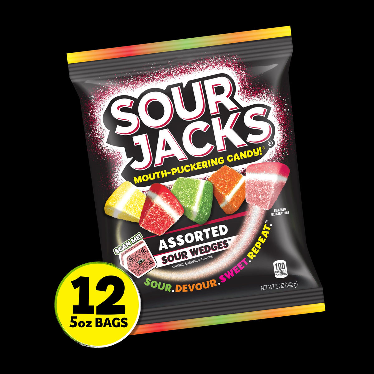 Sour Jacks Sour Gummy Candy – 12 Pack 5oz Bags, Gluten Free, Fat Free