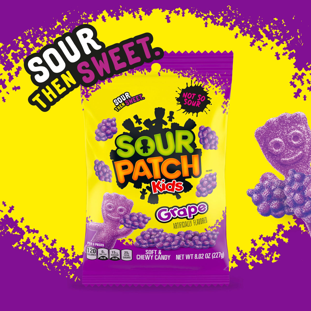SOUR PATCH KIDS Grape Soft & Chewy Candy — Bulk 12 x 8.02 oz Bags
