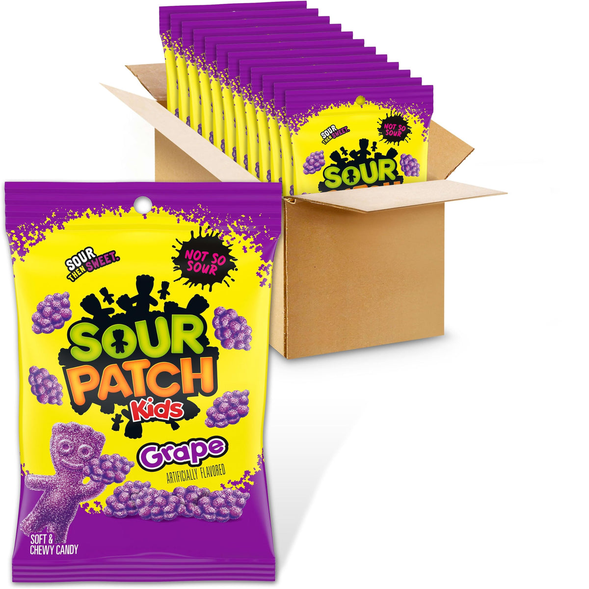 SOUR PATCH KIDS Grape Soft & Chewy Candy — Bulk 12 x 8.02 oz Bags
