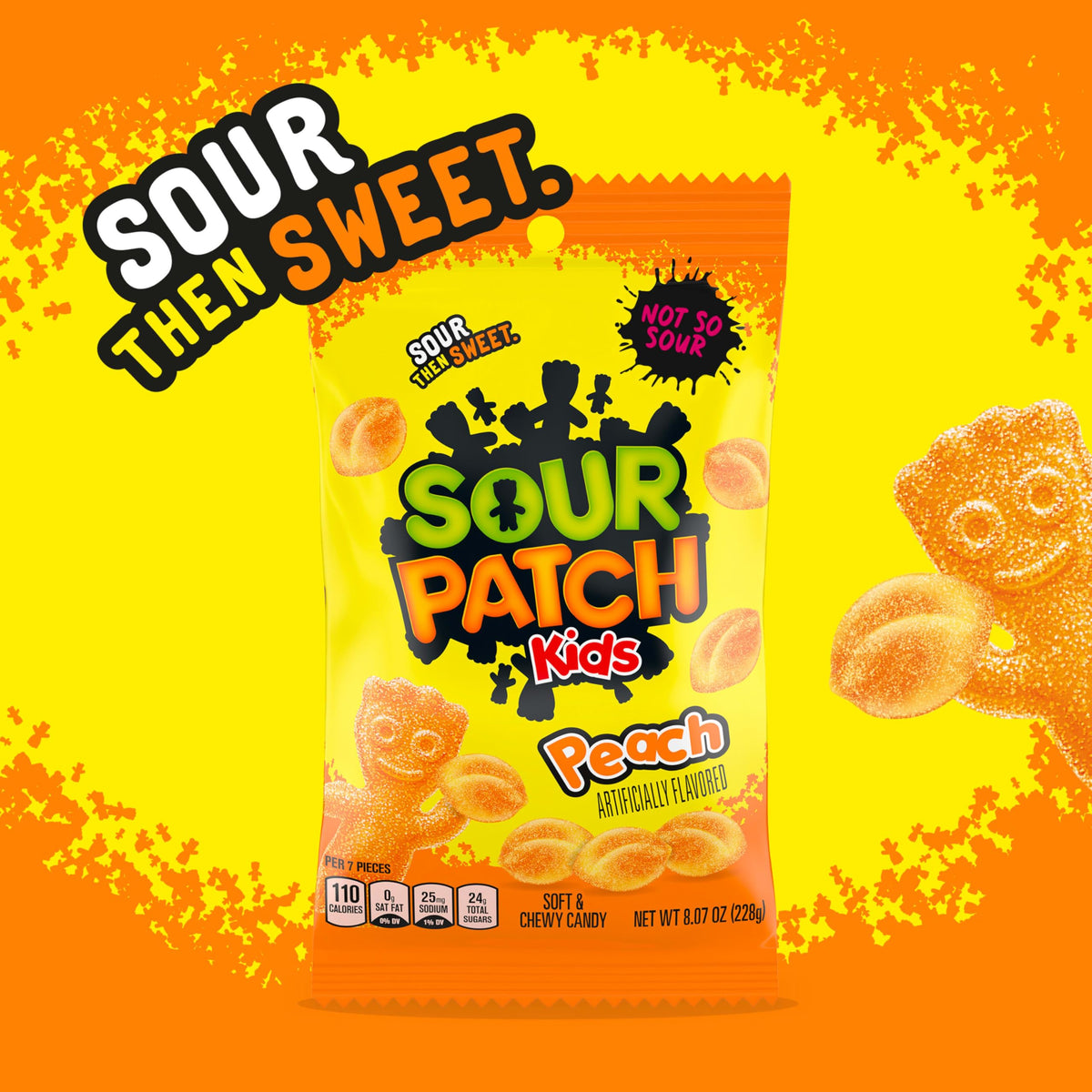 SOUR PATCH KIDS Peach Soft & Chewy Candy – Bulk 8-Pack (8.07 oz Bags)