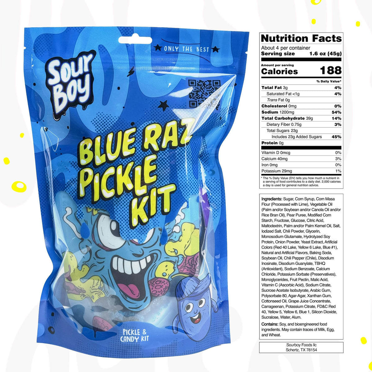 Sourboy Blue Raspberry Pickle Kit | Viral Snack Set with Blue Raspberry Pickle and Treats