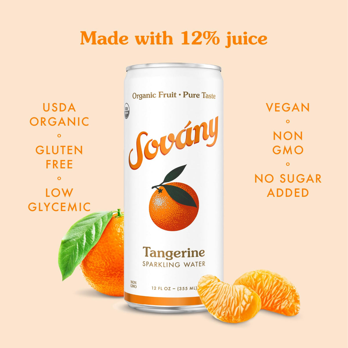 Sovány Flavored Sparkling Water Variety Pack – Organic, Low Calorie, No Added Sugar, 12 oz Cans