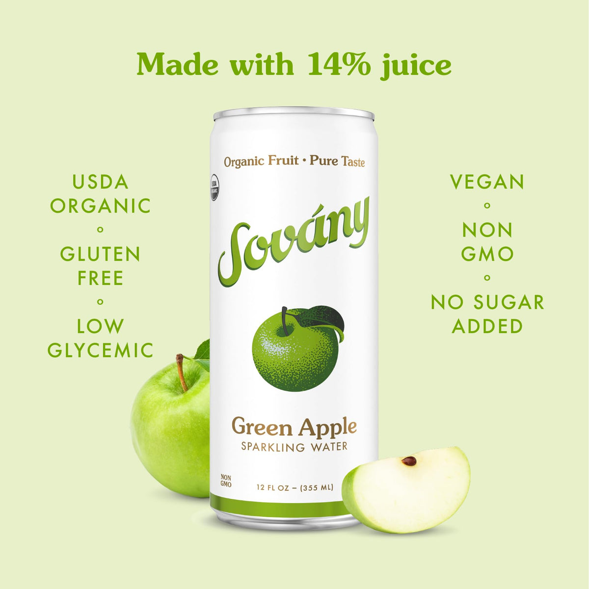 Sovány Flavored Sparkling Water Variety Pack – Organic, Low Calorie, No Added Sugar, 12 oz Cans
