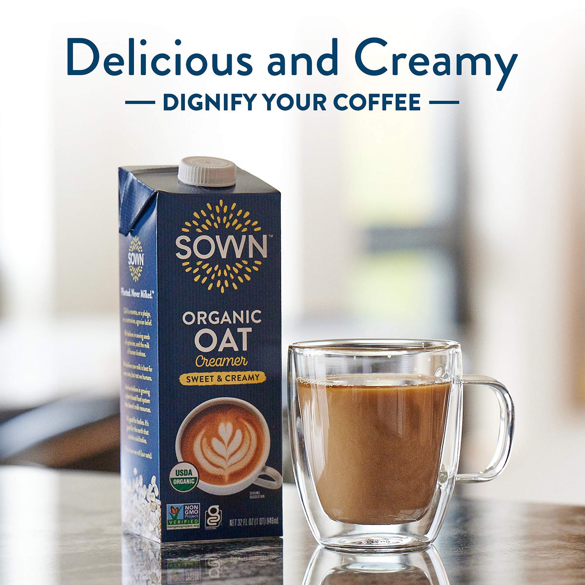 SOWN Organic Oat Creamer Sweet & Creamy – Barista Oat Milk Creamer, Dairy-Free, Gluten-Free, 32oz x6