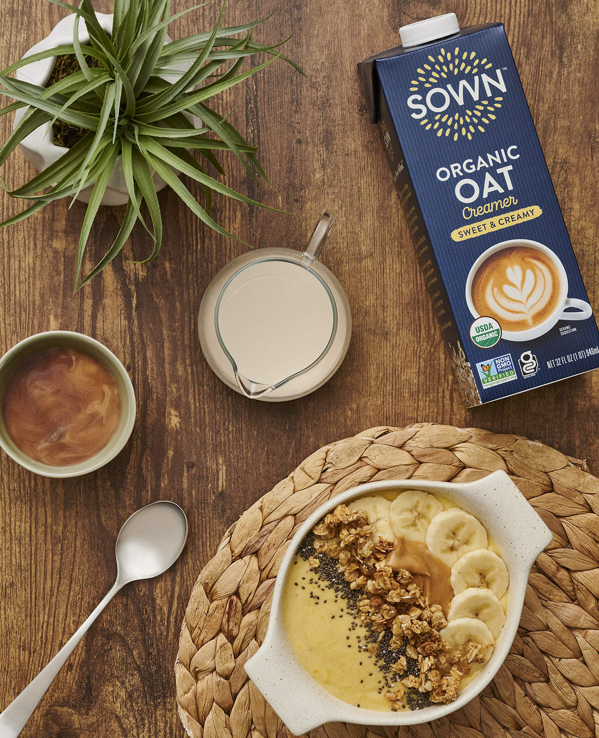 SOWN Organic Oat Creamer Sweet & Creamy – Barista Oat Milk Creamer, Dairy-Free, Gluten-Free, 32oz x6