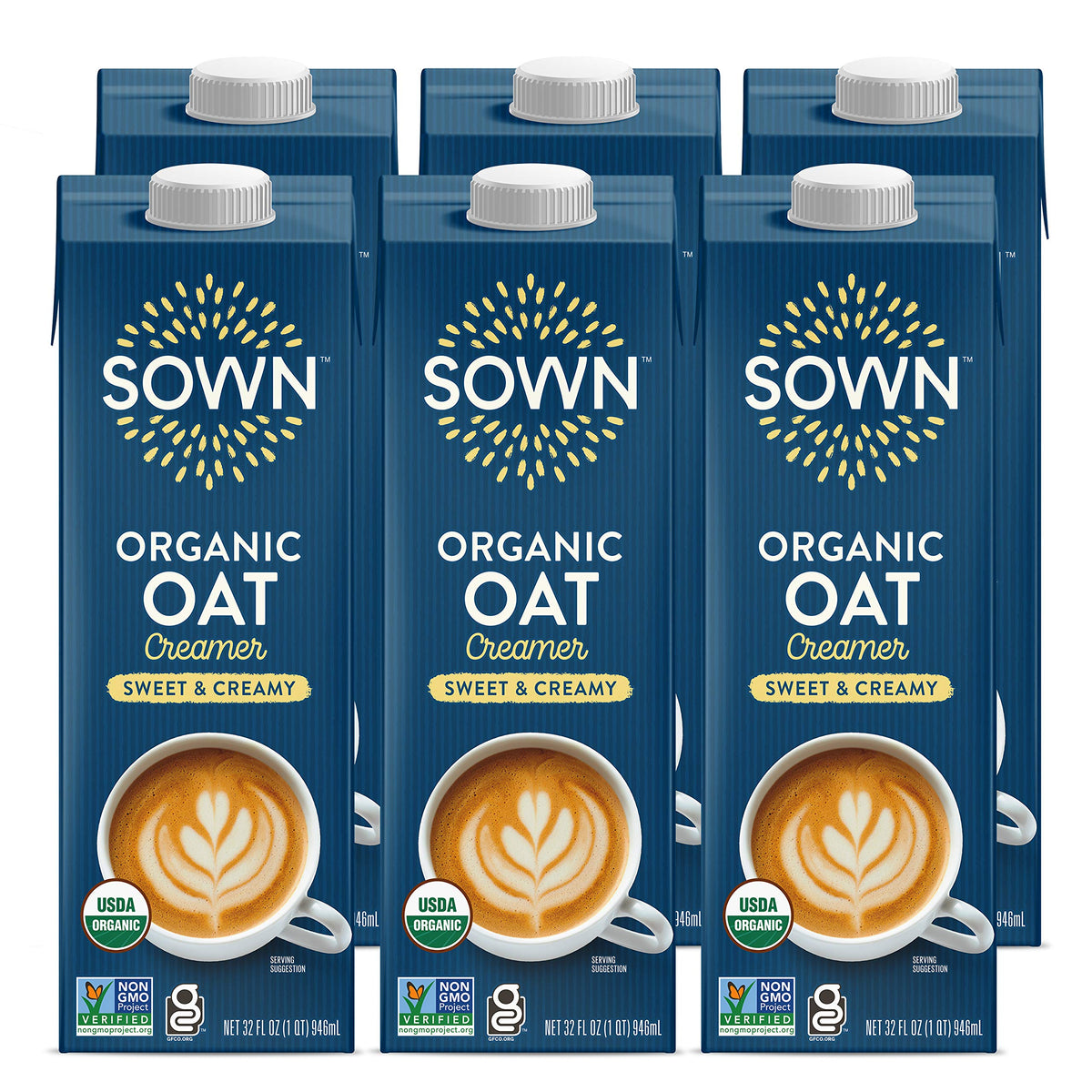 SOWN Organic Oat Creamer Sweet & Creamy – Barista Oat Milk Creamer, Dairy-Free, Gluten-Free, 32oz x6