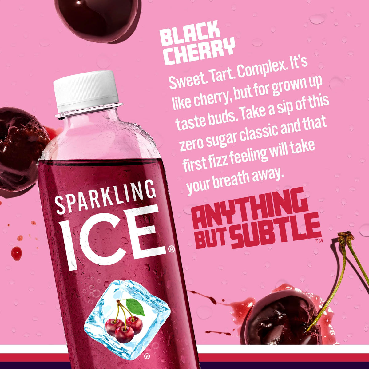 Sparkling Ice Black Cherry Sparkling Water – Zero Sugar, Low Calories (12 x 17 oz)