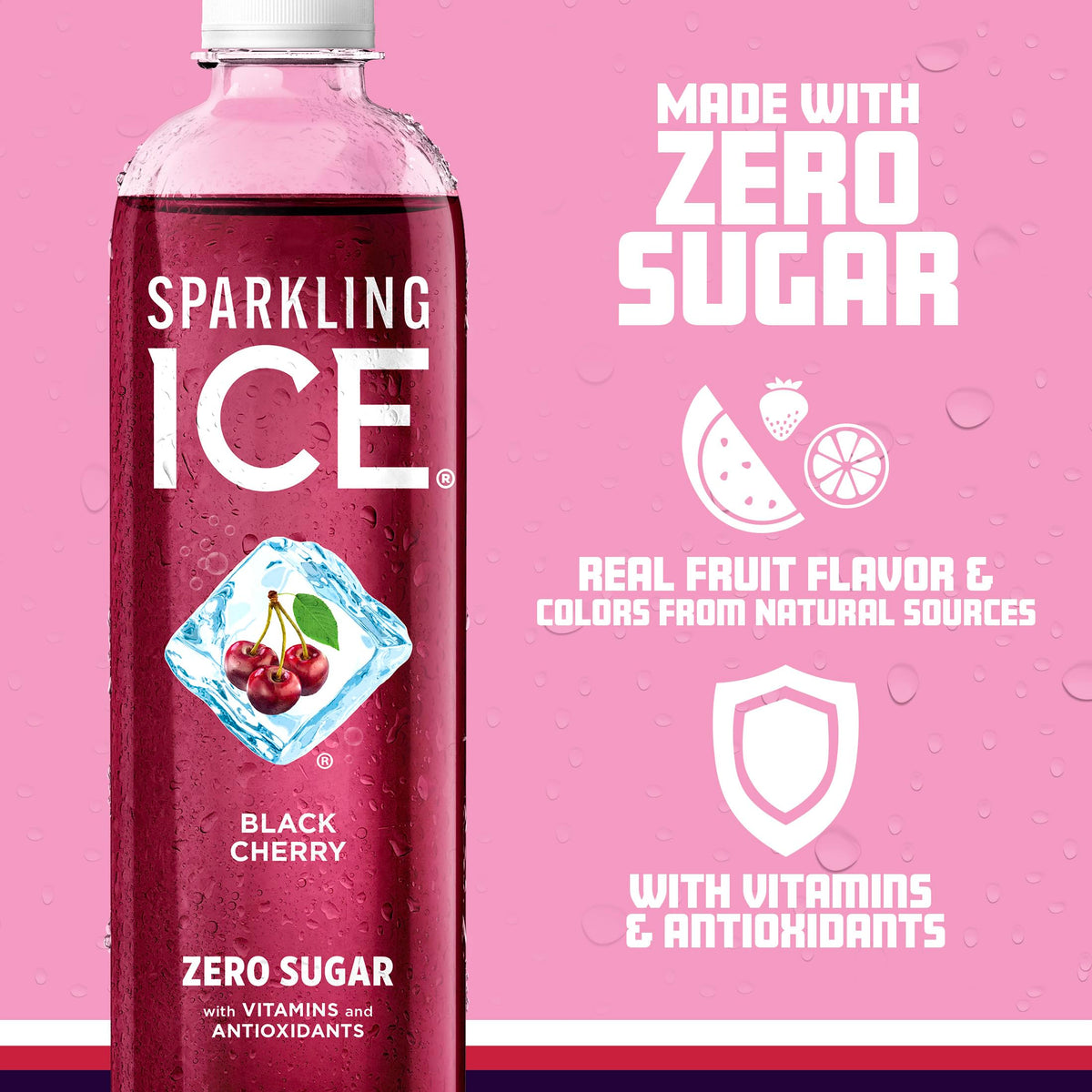 Sparkling Ice Black Cherry Sparkling Water – Zero Sugar, Low Calories (12 x 17 oz)