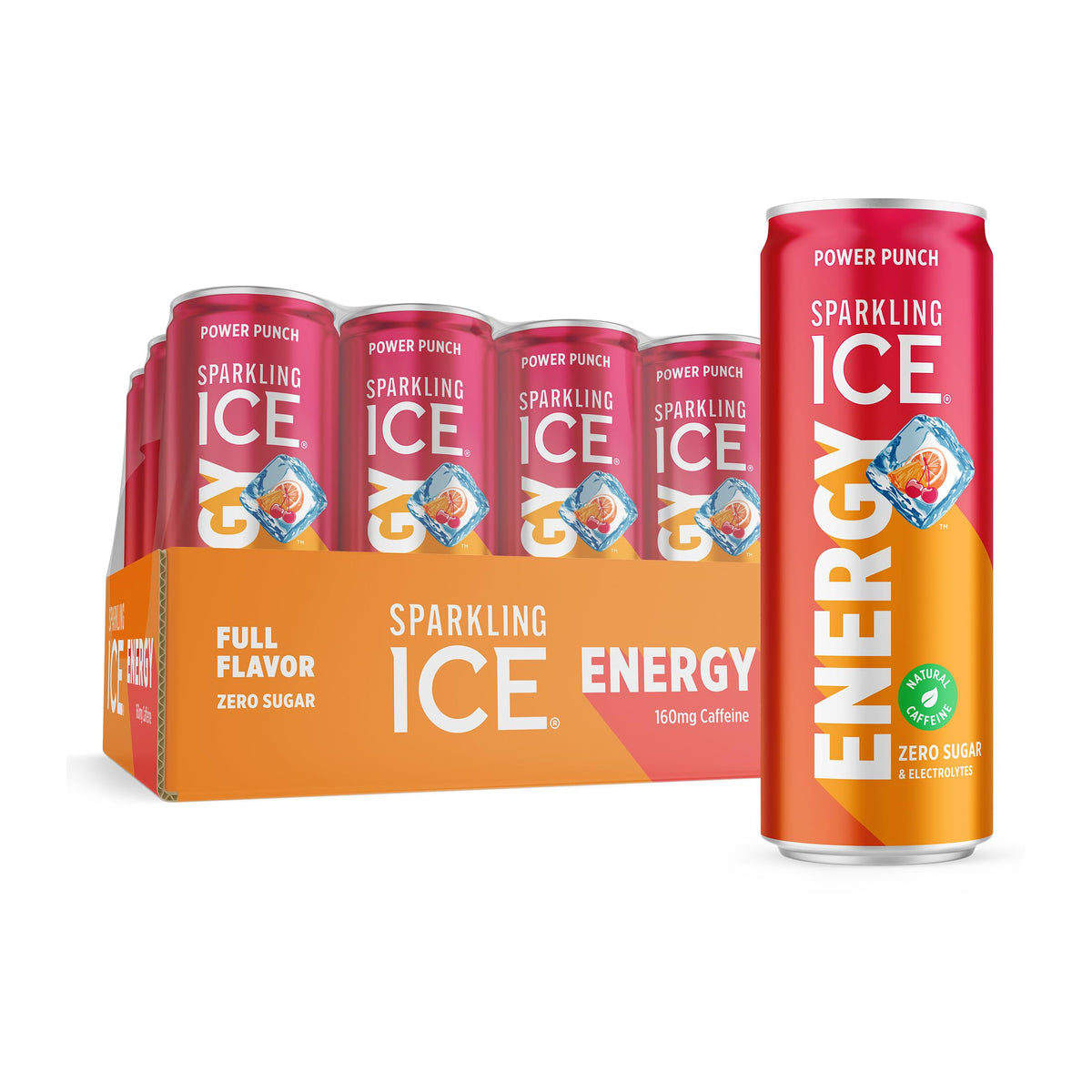 Sparkling Ice Energy Power Punch 12Pk – Zero Sugar Caffeine Drink with Vitamins & Electrolytes